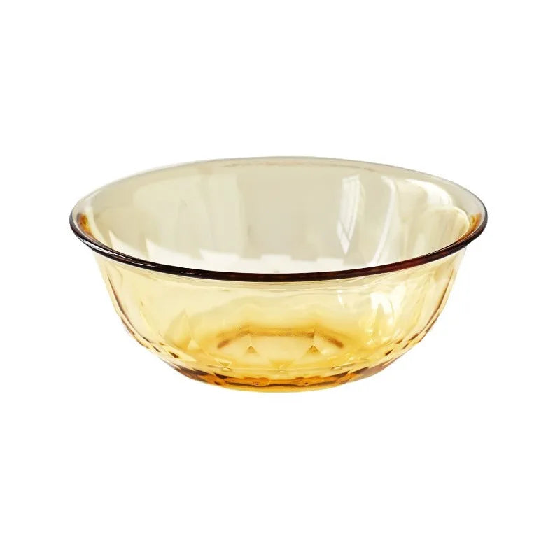 Glass bowl, high temperature resistant household large microwave oven special tableware, amber noodle salad bowl