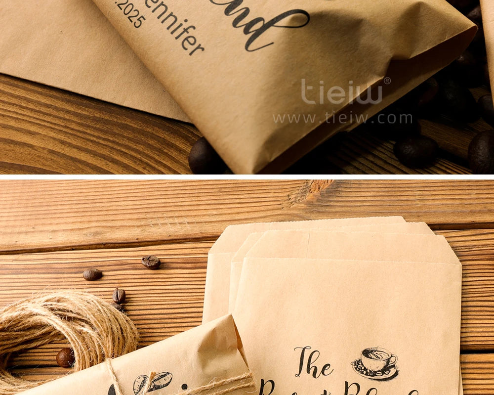 50PCS Bridal Shower Coffee Favor Bag Personalized Wedding Favor For Guest in Bulk Custom Kraft Paper Gift The Perfect Blend