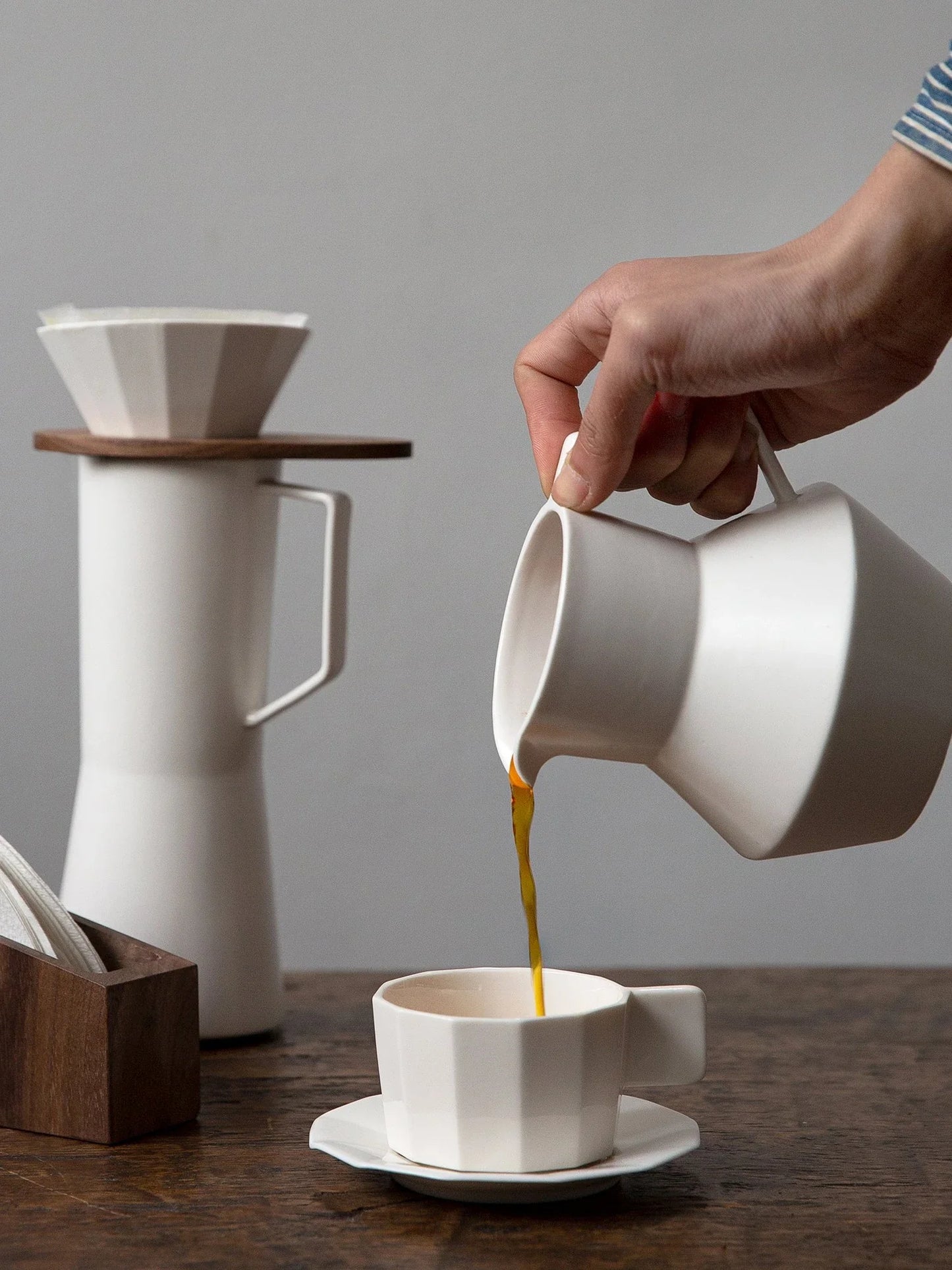 Porcelain Hand Made Coffee Pot Set, Creative, Modern, Simplicity, Household, Fashion Filter, Paper Box, Cup Holders, New