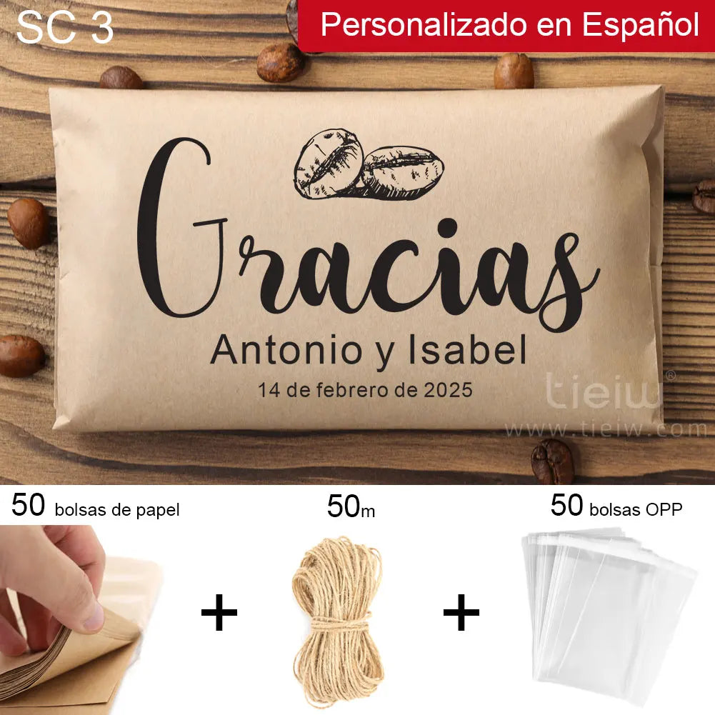 50PCS Bridal Shower Coffee Favor Bag Personalized Wedding Favor For Guest in Bulk Custom Kraft Paper Gift The Perfect Blend