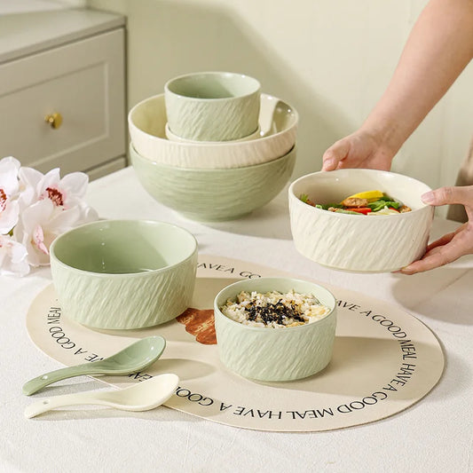 High end and fresh cream style tableware, dishes, rice bowls, underglaze colored plates, large soup bowls