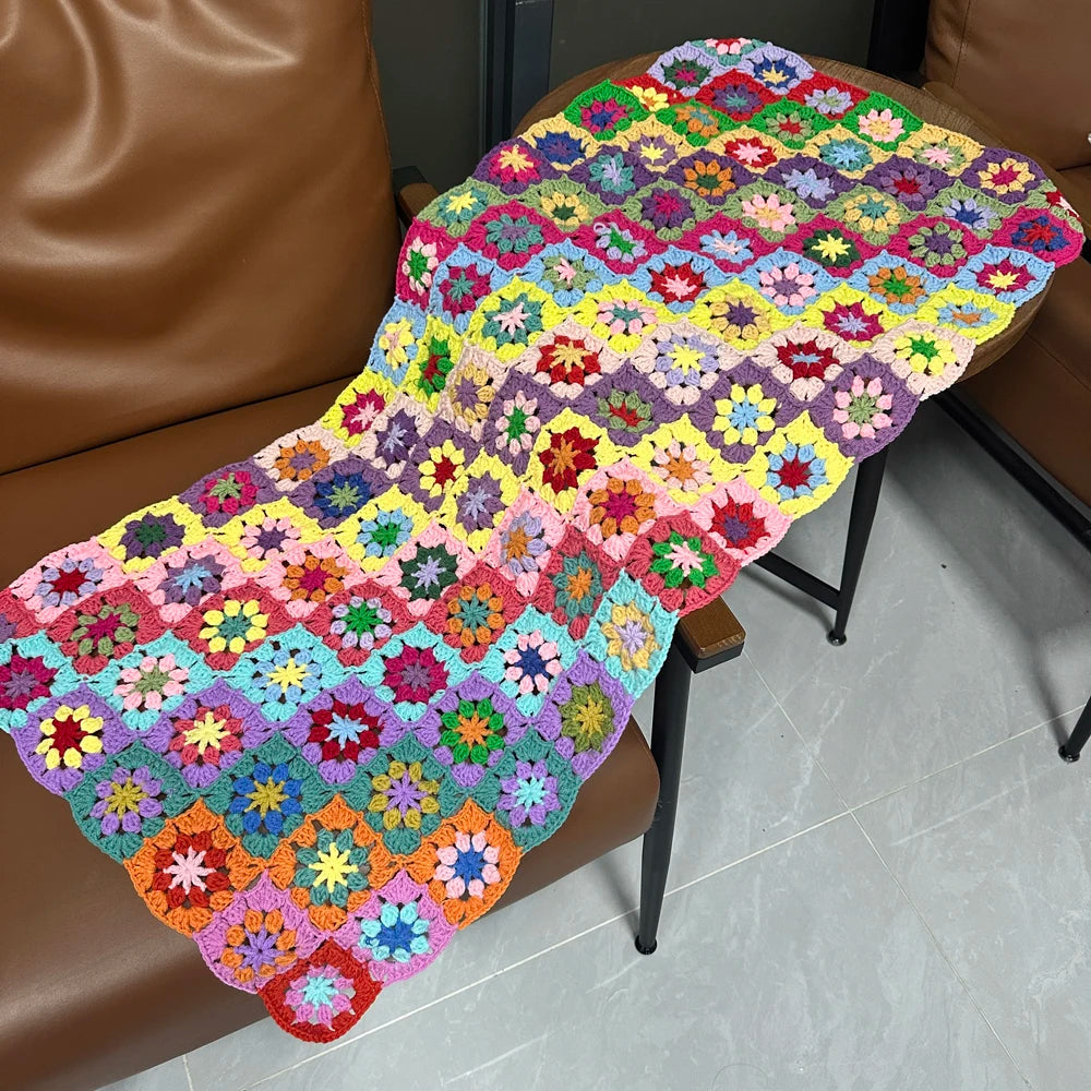 DIY Colourful Daisy Handmade Hand Hook Tablecloth Fashion Carpet Crochet Blanket Yoga Bolster Cushion Party Crochet Table Mat