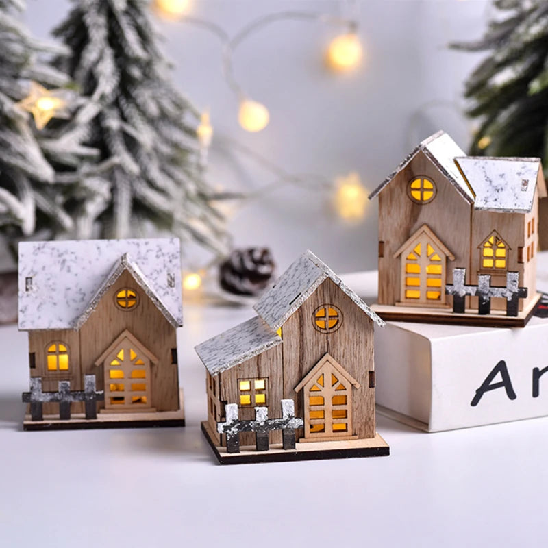 Nordic Simple Log Cabin Model Handicraft Ornaments Christmas Decoration Home Room Living Room Decorate Accessories