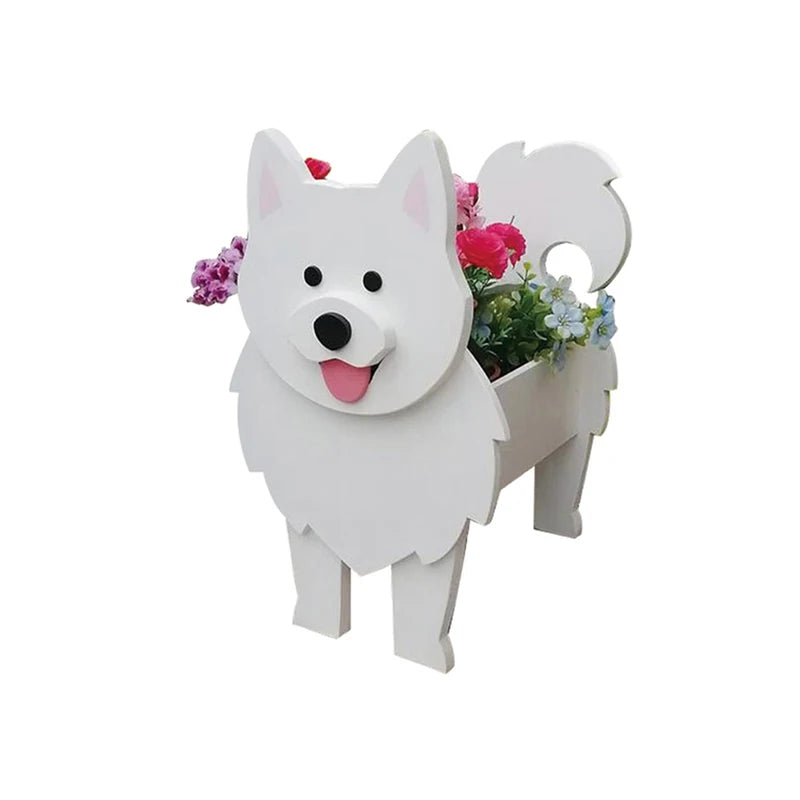 Garden Flower Pot Dog Shape Planter Poodle Corgi Samoyed Animal Pots Flowerpot Plant Container DIY Garden Outdoor Home Decor