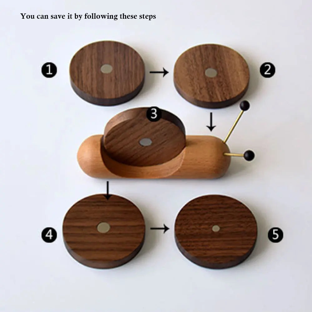 Wooden Coaster Set DIY Snail Coaster Home Desktop Decoration Coffee Tea Insulation Anti-Slip Placemat Solid Wood Coasters