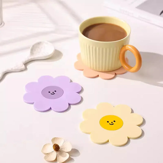 Sunflower Cute Placemat Coaster Anti-skidding and Heat-resistant Silicone Cup Pad Coffee Hot Pad Kitchen Home Tableware