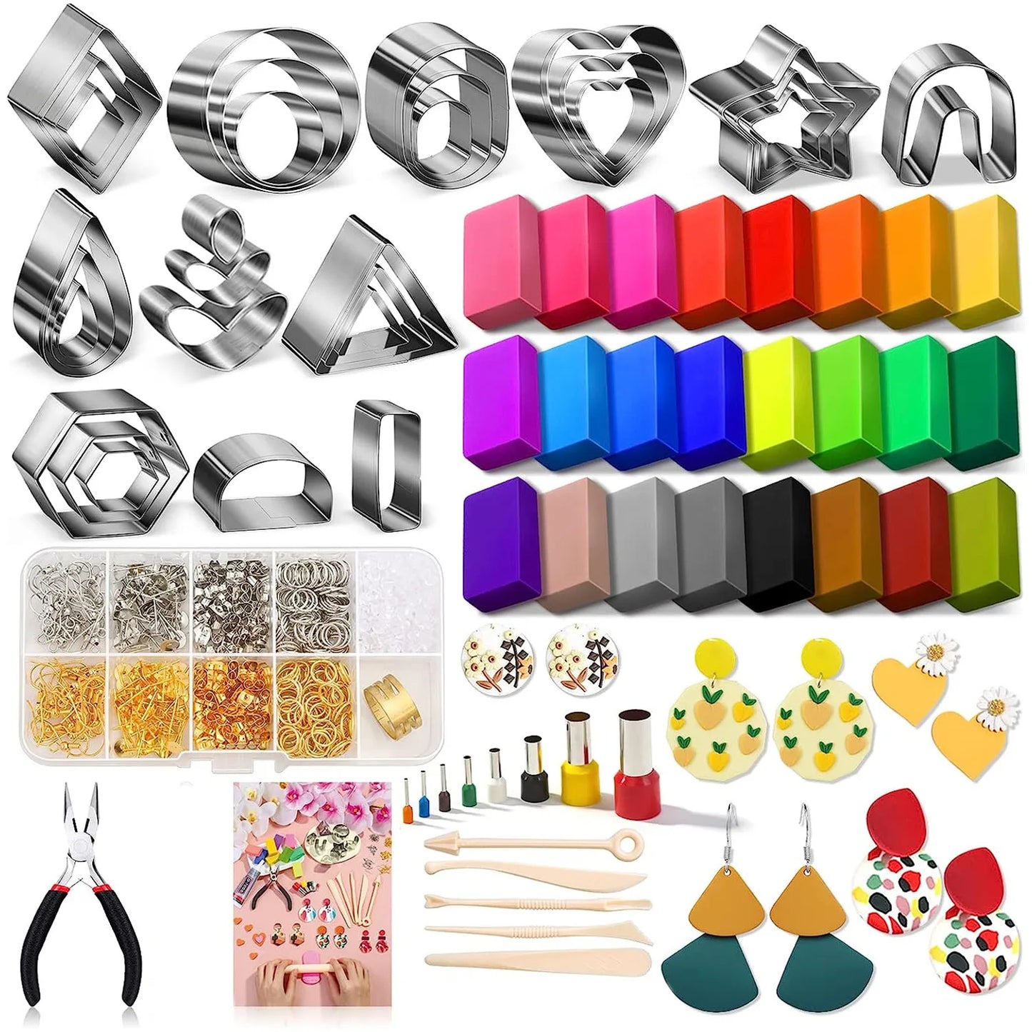 Polymer Clay Earring Making Kit Stainless Steel Cutters Mold Handmade Tool Pottery Diy Ceramic Craft Designer Jewelry Supplies