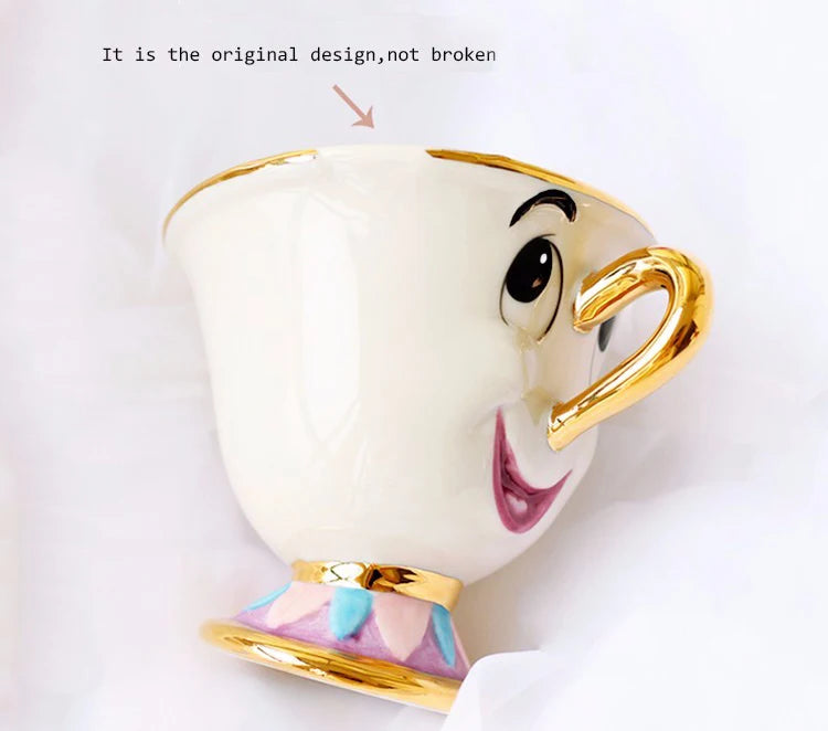 Disney Teapot Cute Cartoon Beauty And The Beast Coffee Pots Mug Mrs Potts Chip Cup Tea Pots Cup One Tea Sets Gift Droshipping