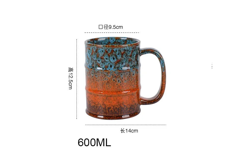 Colorful Large Coffee Mugs 500-600ml Ceramic Barrel Beer Cups