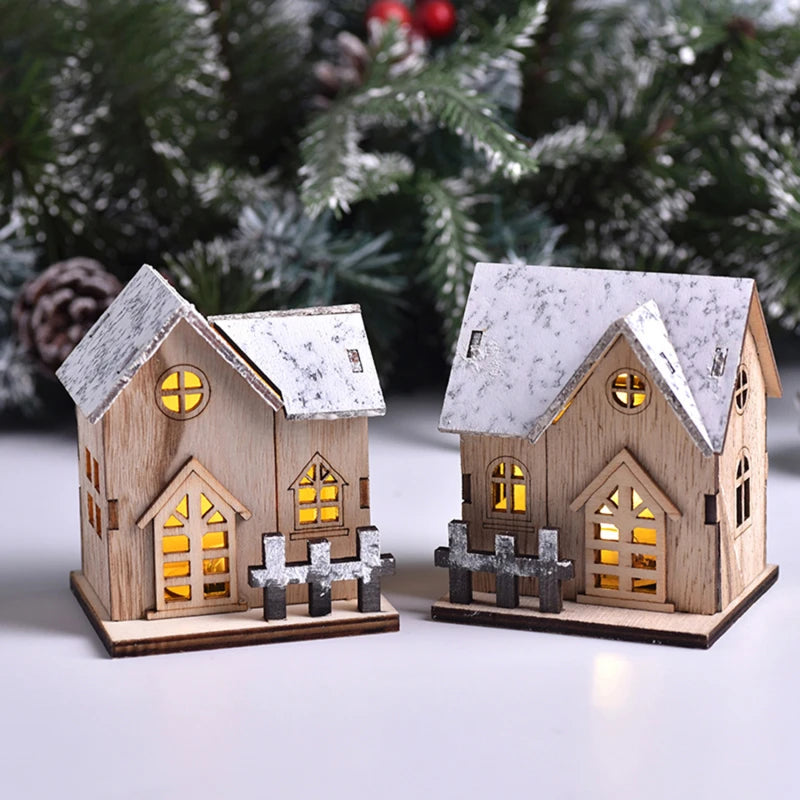 Nordic Simple Log Cabin Model Handicraft Ornaments Christmas Decoration Home Room Living Room Decorate Accessories