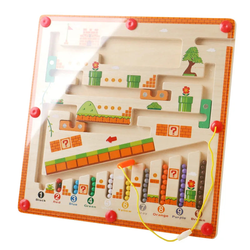 Children Magnetic Color and Number Maze Wooden Puzzle Activity Board Learning Educational Counting Matching Montessori Kids Toys