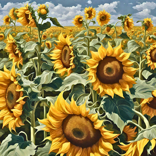 New* Sunflowers in High Wind - 24 Color Paint by Number Kit
